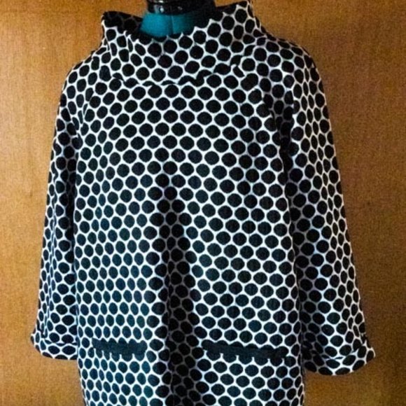 Boden White w Black Polkadots Jersey Tunic womens 16 - Picture 3 of 16